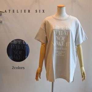 20%OFF　SALE　アトリエシックス　ロゴTシャツ　チュニックカットソー　日本製　天竺　218463　ネコポス可能　あすつく　ATELIER SIX　セモア　新作春夏物　｜katoreya-fukui