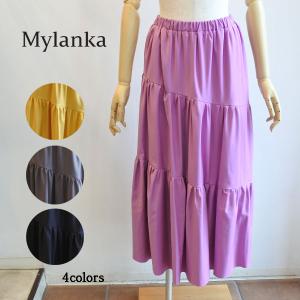 40％OFF　ミランカ　ティアードロングスカート　M28670　あすつく　mylanka　新作秋冬物　ファスサンファール　洗濯機可能　フレアースカート｜katoreya-fukui