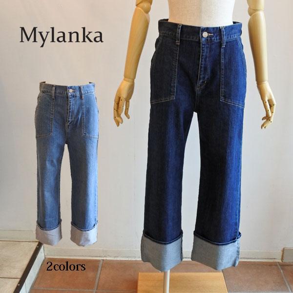 SALE30％OFF　ミランカ　ロールアップデニムパンツ　ストレッチデニム　ジーパン　洗濯機可　M3...