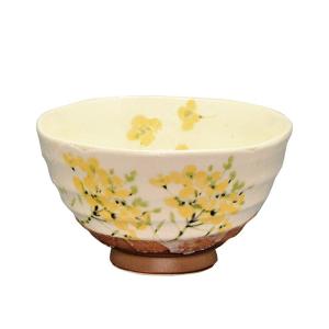 豊窯(Yutakagama) 利休茶碗 白 十二ヶ月草花文 三月 菜の花