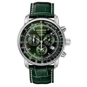 綺麗なグリーン！ドイツのZEPPELIN ツェッペリン アラームクロノグラフ 腕時計 8680-4 ...