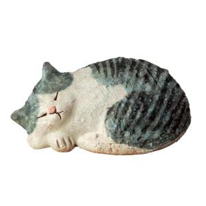 信楽焼置物 お眠りトラ猫 大 しがらき 陶器 製 和風 玄関 動物 猫 フィギュア オブジェ 送料無料 かわいい 流行のアイテム 贈り物 ねこ 雑貨 ミニチュア ネコ