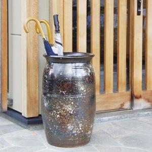 信楽焼 傘立て 黒べっこう傘立 しがらき 陶器 和風 玄関 収納 アンブレラスタンド かさたて 価格交渉ok送料無料 おしゃれ 送料無料