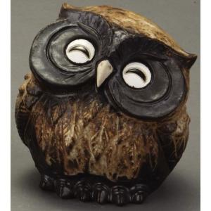 信楽焼の置物 ほほえみ首かしげふくろう 茶 ３号 しがらき 陶器 和風 玄関 雑貨 動物 かわいい 贈り物 フィギュア オブジェ 送料無料 １着でも送料無料 おしゃれ