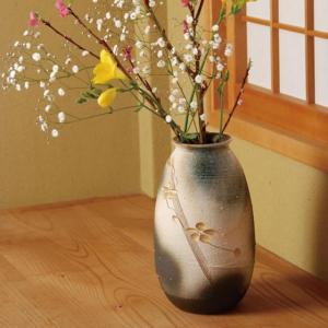 信楽焼 金彩花彫長花入 しがらき 陶器 和風 花瓶 花台 華 華道 茶道 いけばな つぼ おしゃれ 完全送料無料 花入れ 送料無料