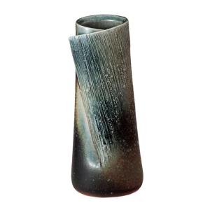 信楽焼 青ビードロ合せ花入 しがらき 陶器 和風 花瓶 花台 華 いけばな おしゃれ 華道 送料無料 茶道 本物 つぼ 花入れ