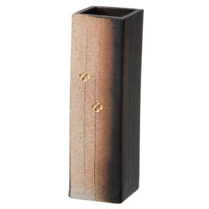 信楽焼 金彩小花角花入 しがらき 陶器 和風 花瓶 花台 華 送料無料 新作 おしゃれ 茶道 つぼ 華道 いけばな 花入れ