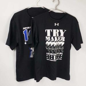 【中古】[2点セット] アンダーアーマー 山田章仁 2017-2018 トップリーグ 100試合記念 ドライシャツ M/L UNDER ARMOUR ラグビー 日本代表