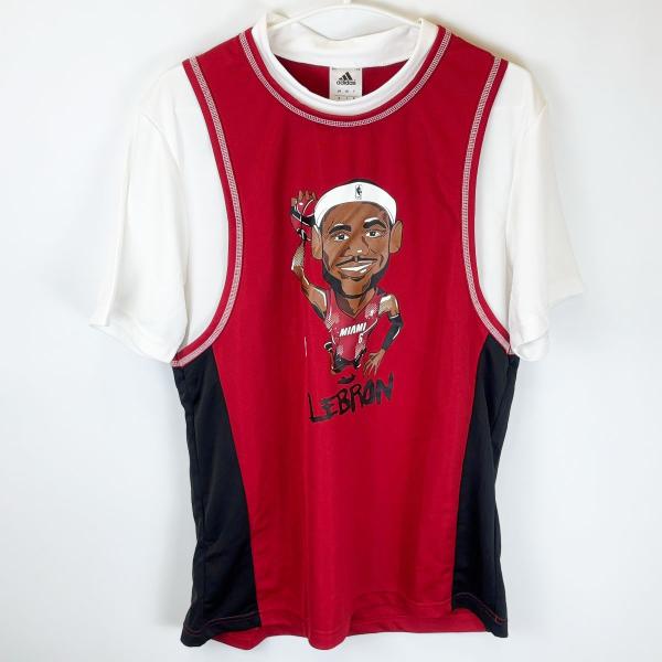 【中古・未使用品】アディダス NBA プレーヤー 半袖Tシャツ レブロン・ジェームズ マイアミ・ヒー...