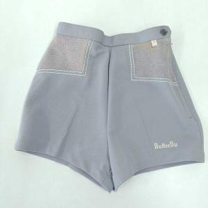 【中古】バタフライ タマス ステッチ セブンショーツ 卓球 ウェア ハーフパンツ S グレー レディース Butterfly ジュニア