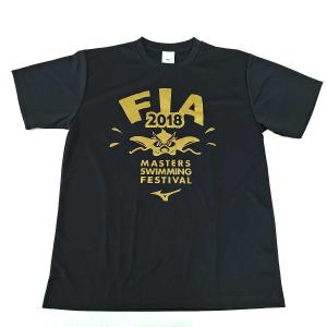 【中古・未使用品】ミズノ 競泳 FIA マスターズ 2018 スイミング フェスティバル ドライシャツ 吸収速乾 Tシャツ L ブラック ユニセックス MIZUNO 水泳｜kaucowking