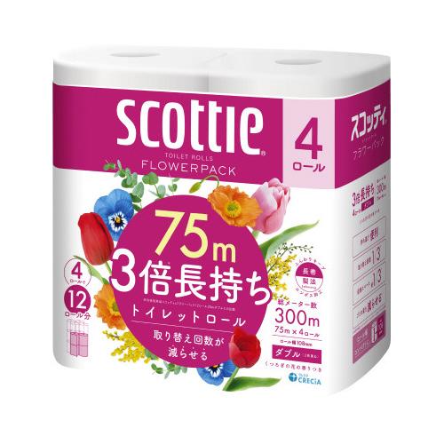 日本製紙クレシア スコッティフラワーパック　Ｗ７５ｍ　４ロール
