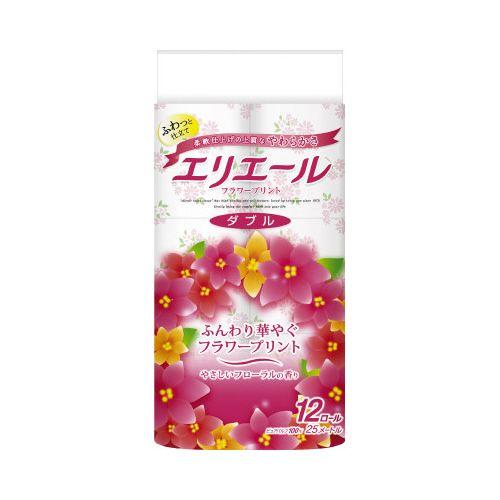 大王製紙 エリエールフラワープリント　ダブル２５ｍ　１２個