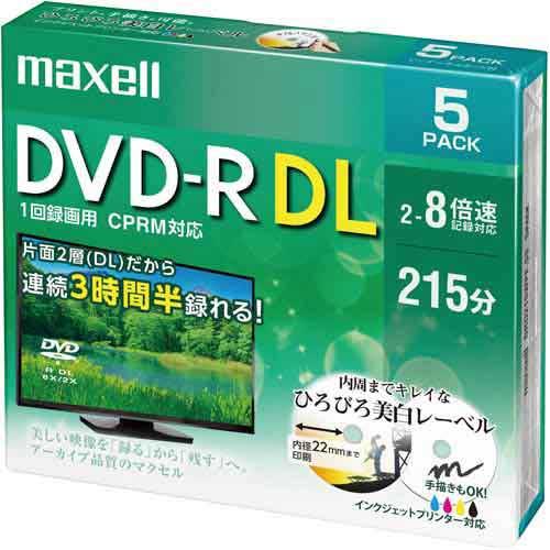 マクセル ＤＶＤ−Ｒ録画用（２層）　８倍速　ＩＪ対応　５枚Ｐ