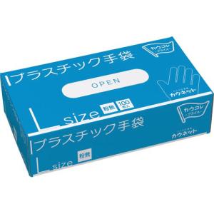 カウネット プラスチック手袋　１００枚　粉無　箱Ｌ