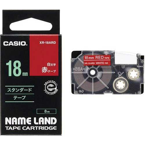 カシオ ネームランド　赤色テープ　１８ｍｍ　白文字