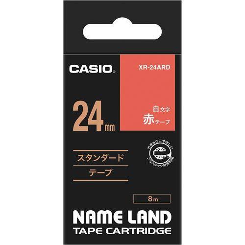 カシオ ネームランド　赤色テープ　２４ｍｍ　白文字