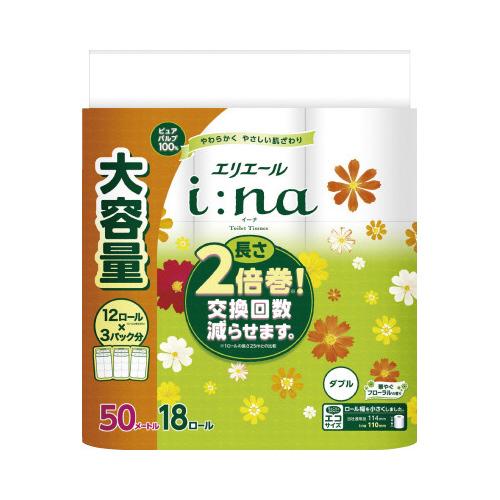 大王製紙 イーナトイレット　２倍巻１８Ｒ　ダブル×４