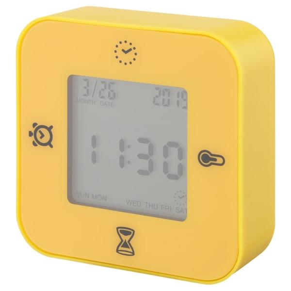 イケア KLOCKIS クロッキス (イエロー 時計)/温度計/アラーム/タイマー IKEA 時計 ...
