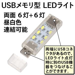 USB LEDライト USB 2ポート 両面 6灯+6灯 昼白色 USBメモリ型