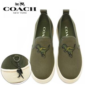 スリッポン コーチ COACH メンズ ローカット G3766-OL8 カーキ キャンバス D 27.5cm 動物 恐竜 ワンポイント スニーカー シューズ 靴