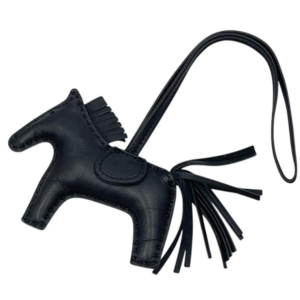 エルメス バッグチャーム HERMES ロデオチャーム PM ブラック 黒 レザー 本革 馬 ホース...