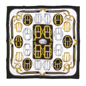 HERMES 極美品☆HERMES エルメス シルク100％ シルクモスリン ロゴ入り