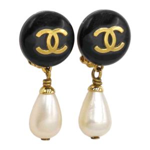 シャネル イヤリング CHANEL アクセサリー ココマーク パール ブラック オフホワイト ゴールド金具 レディース POJ10005