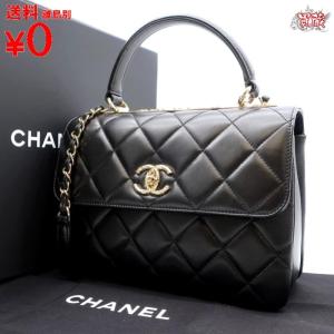 買蔵 CHANEL シャネル トップ ハンドル トレンディCC ブラック レザー 2way｜kauzoubrand