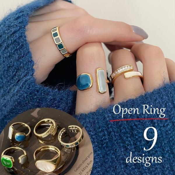 オープンリング 指輪 レディース アクセサリー スパイラル ツイスト シェル風 ストーン調 デザイン...