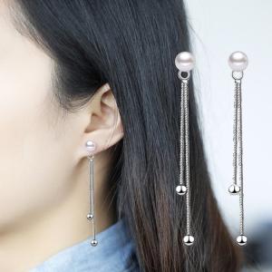 ピアス 両耳用 スタッドピアス アクセサリー レディース 女性 婦人 ロングピアス チェーン 揺れる フェイクパール シンプル おしゃれ かわいい ギ