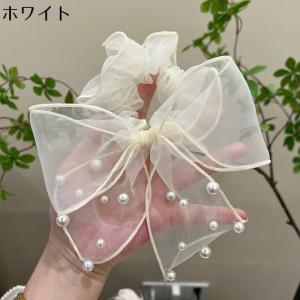 シュシュ ヘアゴム 女性 オーガンジー風 大き...の詳細画像3