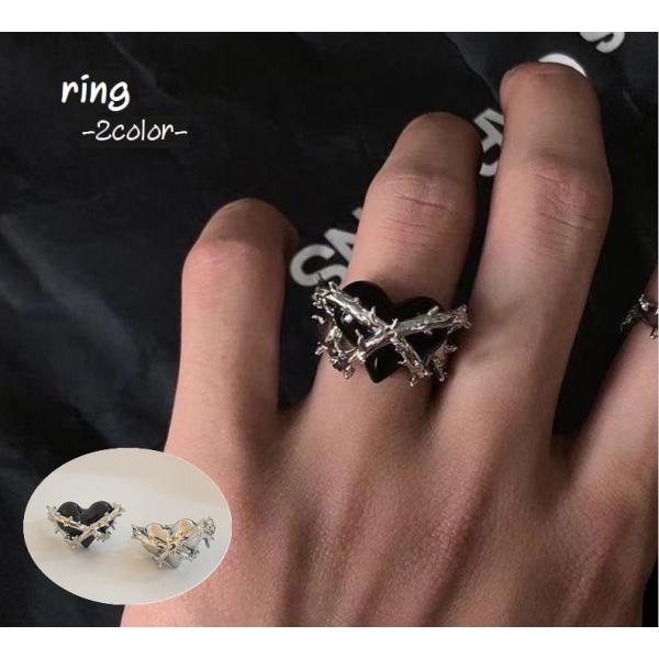 リング 指輪 レディース 女性 ハート 棘 いばら クロス かわいい かっこいい クール ごつめ プ...