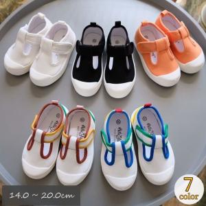 スニーカー キッズ ベビー ジュニア 子供用 男の子 女の子 靴 シューズ マジック テープ 無地 キャンバス地 メッシュ Tストラップ 通気性 おし