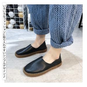 スリッポン レディース レザー調 L字カット女...の詳細画像2