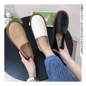 スリッポン レディース レザー調 L字カット女...の詳細画像5