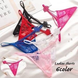 Gストリング Tバックショーツ レディース 女性用 インナー 下着 パンツ パンティ レース 花 フラワー シースルー 透け感 セクシー おしゃれ 可