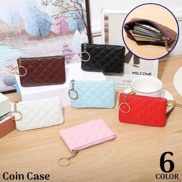 コインケース 小銭入れ レディース キルティングレザー風 ミニ財布 カード収納 コンパクト 薄型 ス...