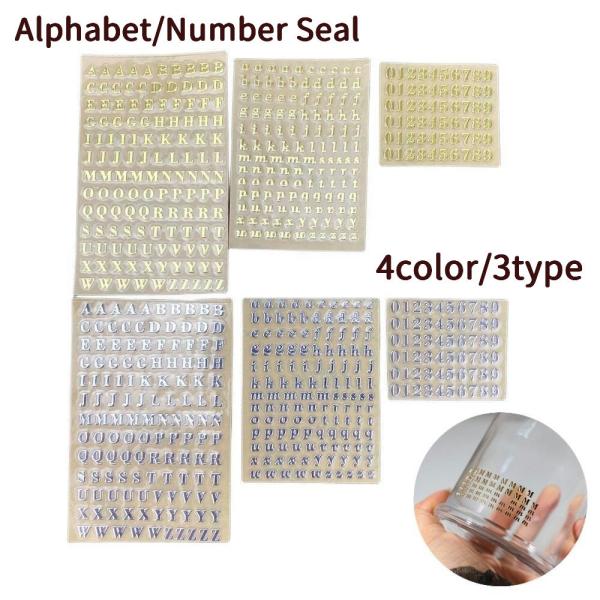シール ステッカー 1枚 メタル調 3mm ゴールド シルバー アルファベット 英字 数字 大文字 ...