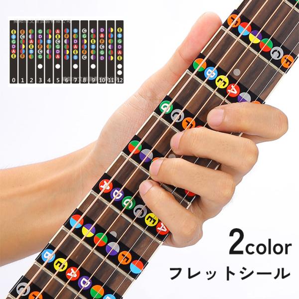 フレットシール ギター エレキ アコギ ステッカー 指番 初心者 入門 コード 音名 配置 練習 簡...