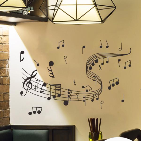 ウォールステッカー 壁紙シール 取り外し可能 防水 音符 楽譜 シャープ ト音記号 ピアノ 面白い ...
