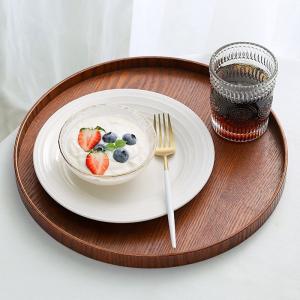 木製トレー 丸形 ラウンド カフェトレー ワン...の詳細画像1