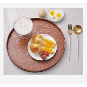 木製トレー 丸形 ラウンド カフェトレー ワン...の詳細画像2