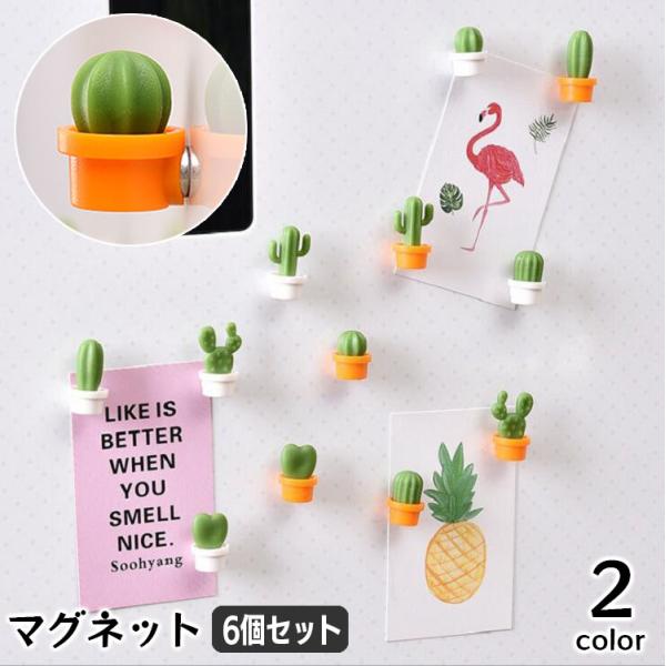 マグネット 磁石 6個セット さぼてん サボテン おしゃれ かわいい メモ ホワイトボード 冷蔵庫 ...
