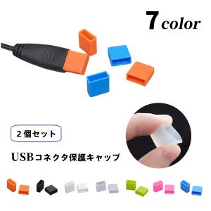 USBキャップ コネクタカバー 2個セット USBグッズ フタ 蓋 保護キャップ 保護カバー シリコ...