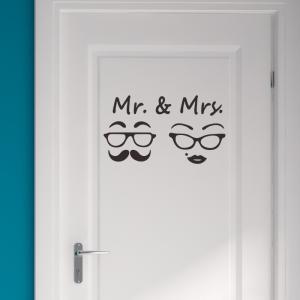 ウォールステッカー トイレ ドアシール ドアサイン 扉 お手洗い 御手洗い WC 洗面所 Mr&Mrs はがせる アイコン 窓 ガラス 壁紙シール 壁