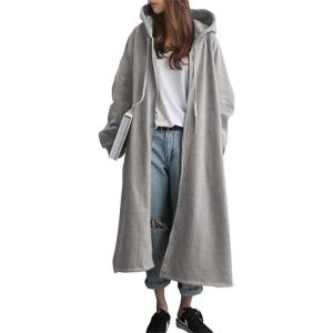 パーカー レディース あったか 裏起毛 フード付き ロングパーカー スリット入り もこもこ ロング コート 秋 冬 カジュアル  スウェットパーカー 無地 送料無料