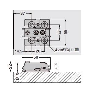 J95-P6T スライドヒンジ座金 LAMPの詳細画像1