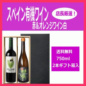 送料無料 スペイン有機 赤ワイン＆オレンジ白ワイン 専門店オリジナル 750ml 2本セット 税込1セット価格｜kawadesake