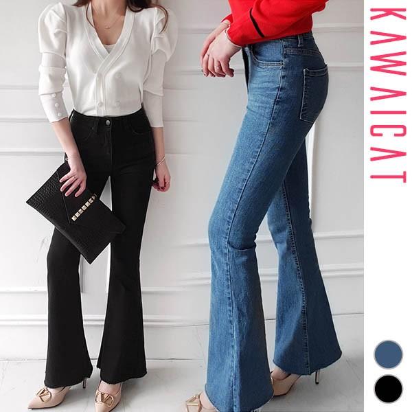 デニムパンツ レディース ボトムス パンツ ブーツカット フレア カットオフ 切りっぱなし シンプル...